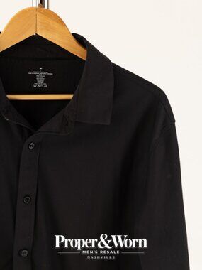 Fabletics The Don Long Sleeve Button Up (Classic Fit) Black Large